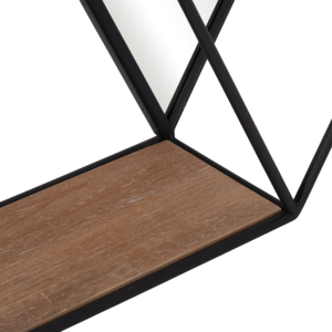 Mensola Esagonale da Parete in Metallo e Legno con Specchio per Soggiorno e Ingresso - Product Image 6