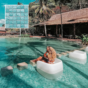 Керамическая мозаика для бассейна 2x2 волнистая синяя глазурованная мозаичная плитка фарфоровая мозаика для продажи Заводская поставка - Product Image 4