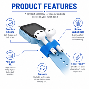 Soporte de silicona antipérdida para auriculares <span class=keywords><strong>AirPods</strong></span>, clip para correa de reloj, funda de almacenamiento portátil para Apple Watch, soporte deportivo para auriculares - Product Image 3