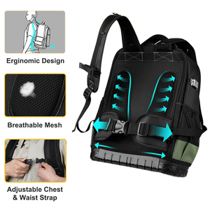 Heavy-Duty OEM Tool <b>Backpack</b> for Mechanics Contractors Waterproof Adjustable Straps Zipper Closure 20-24 Pockets Wrench Holder - Product Image 2