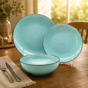 Vajilla de <span class=keywords><strong>Cerámica</strong></span> Mexicana Clásica de Alta Calidad al por Mayor, Juego de Cena Verde Colorido, Vajilla de Porcelana Verde Real - Product Image 1