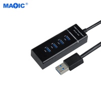 Computer Hardware Software Mini 4 in 1 USB 3.0 & 2.0 4-Port Aluminum Alloy USB Hub with Blue LED Indicator 5Gbps Speed Stock