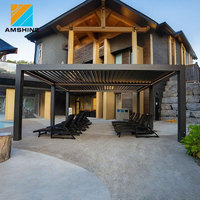 Pergola motorisée automatique en aluminium avec toit à lames orientables imperméable pour patio extérieur, jardin et cour arrière