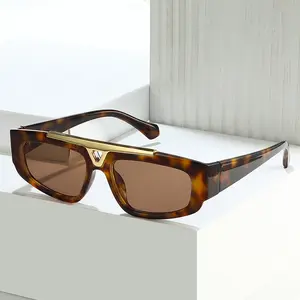DL GLASSES double bridge gradient sunglasses irregular small frame eyewear metal hollow personalized shades