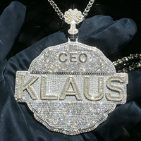 Pendentif personnalisé bicolore en argent sterling 925 avec moissanite, serti de pierres baguette et rondes, plaque nominative style CEO, bijoux hip-hop