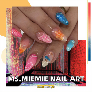 Newby 24pcs linh hoạt 3D màu xanh sao biển vỏ sóng mô hình ABS móng tay nghệ thuật cho ngón tay pháp Instagram lấy cảm hứng từ có thể tháo rời - Product Image 2