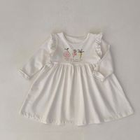 Robes de printemps mignonnes en coton pour bébé fille de 1 an, vêtements blancs pour bébé fille, boutique de vêtements pour filles, robe imprimée de dessins animés