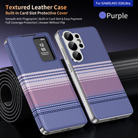 Dengan Smart View Window S24 S25 S26 Flip Leather Wallet Phone Case untuk Samsung Galaxy S26 Ultra, Penutup Pelindung Anti Guncangan.