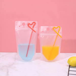 Пластиковые пакеты для напитков с отверстиями сверху, прозрачные пакеты для напитков с трубочкой, пакеты для смузи, многоразовые пакеты на молнии, прочные пакеты - Product Image 6