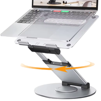 Support pour ordinateur portable réglable en hauteur et en angle, ergonomique, design escamotable, en alliage d'aluminium + silicone, rotation à 360°, IDock