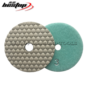 Bestop 4 İnç 100mm Petek Yapılı Kuru/Islak 3 Adımlı Beyaz Bağlantılı Elmas Aşındırıcı Parlatma Pedi - Product Image 2