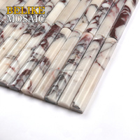 Carreaux de mosaïque Bvlgari Purple Marble à surface convexe, motif rainuré style Kit Kat, pour mur d'accentuation intérieur