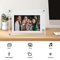 Cadre photo numérique en acrylique AMABOO 7 pouces, écran LCD, port USB-C, carte mémoire 8 Go, prise en charge MP4/MP3, résolution 720x1080, lecture vidéo
