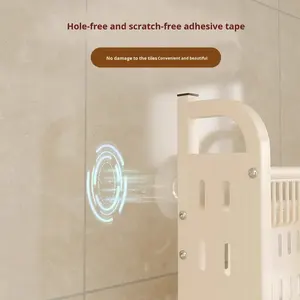 Support de <span class=keywords><strong>Douche</strong></span> Mural Slim pour Brosse à Dents, Mouchoirs et <span class=keywords><strong>Savon</strong></span> – Organisateur d'Essentiels de Salle de Bain – Étagère d'Angle avec Crochets pour Toilettes - Product Image 3