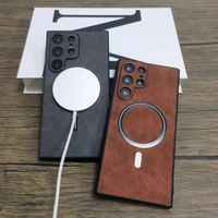 Étui de Téléphone Business en Cuir Compatible Charge Magnétique pour Samsung Galaxy S24 S23 Plus S22 Ultra S21, Coque Arrière Antichoc