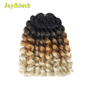 Vente en gros de cheveux crochet bouclés de 8 pouces pour femmes noires cheveux crochet bouclés de couleur ombrée cheveux crochet rebond jamaïcain - Product Image 1