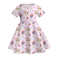Robe d'été pour bébés et enfants à col rond en soie de lait, respirante, à volants, style princesse, avec boutons, longueur genou, pour filles, personnages de dessins animés, ODM
