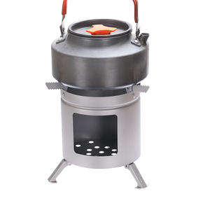 Estufa de Leña de Titanio para Camping con Soportes Plegables para Ollas, Quemador Portátil Ultraligero para Senderismo y Escalada al Aire Libre - Product Image 1