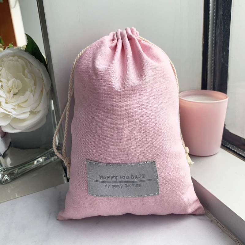 Розовая муслиновая Хлопковая Сумка на шнурке под заказ