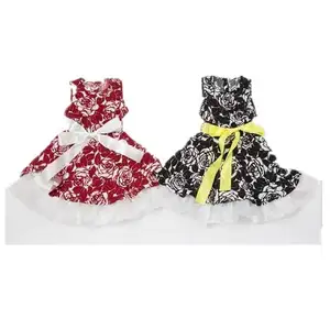 批发中国儿童服装传统中式无袖花朵印花蝴蝶结连衣裙
