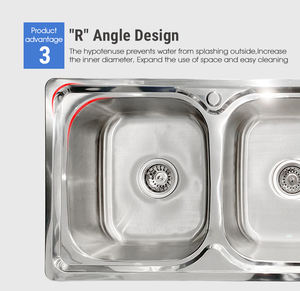 Lavello da Cucina Rettangolare a Doppia Vasca in Acciaio Inox 201 304 con Gocciolatoio, Vendita all'Ingrosso di Fabbrica a Prezzi Convenienti - Product Image 4