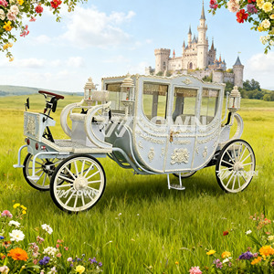 Elegante Carruaje Eléctrico Azul Claro con Detalles Ornamentados y Ruedas Blancas para Bodas y Uso en Parques - Product Image 1