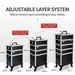 Valise de maquillage professionnelle avec trolley, grande capacité, boîte à cosmétiques multi-couches pour maquilleurs, techniciens ongulaires et artistes tatoueurs - Product Image 6
