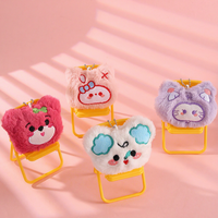 Porte-clés en peluche 3D en forme de tête d'animal, confortable et de haute qualité, mignon et moelleux, pour écouteurs ou comme pendentif
