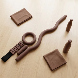 Ensemble Pilates Marron Durable 6 Pièces : Ballon PVC, Anneau de <span class=keywords><strong>Yoga</strong></span>, Lestes Cheville en Silicone, Bandes de Résistance Élastiques, Logo Personnalisé, Pour la Maison - Product Image 2