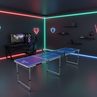 Table de beer pong pliable portable JY LED avec design moderne en métal et alliage d'aluminium rouge pour l'extérieur 240x60x70cm