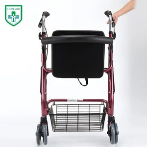 Elderly Walking Cart With Seat 4 PU Wheels Foldable Shopping <b>Trolley</b> For Grocery And Household Use - Product Image 2