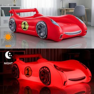 Lit de voyage gonflable pour enfants, voiture de course rouge lumineuse, pour tout-petits, camping, maison, hôtel - Product Image 2