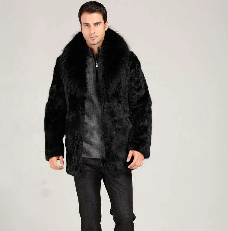 Manteau personnalisé grande taille pour hommes vestes d'hiver modestes avec grand col moelleux pour hommes manteau en fausse fourrure long pour homme avec fourrure