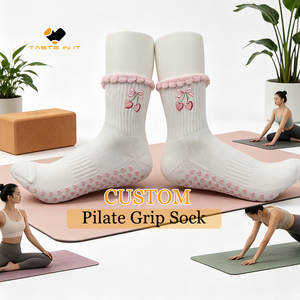 Hot SellingRuffled Elastic Cuff Ankle Pilates <strong>Socks</strong> with Grips Non-slip Lace Knitted ODM <strong>Socks</strong> <strong>Set</strong> for Women - Product Image 4