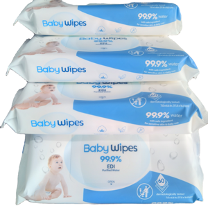 Lingettes pour bébé 99% eau pure - Hypoallergéniques, sans parfum, douces, extra douces, en tissu spunlace pour la peau des nouveau-nés - Product Image 1