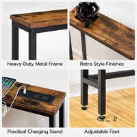 Mesa Consola Moderna de Ratán Kainice, Delgada y Estrecha para Pasillo, con Tomacorriente, Puerto USB y Estación de Carga, para Colocar Detrás del Sofá