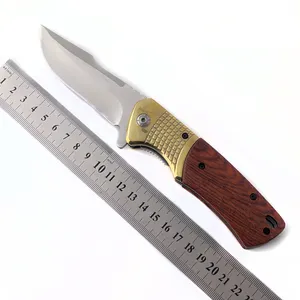 पुरुषों के उपहारों के लिए लकड़ी का हैंडल कैंपिंग उत्तरजीविता बाहरी तह जेब चाकू