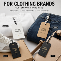Étiquettes volantes personnalisées en papier pour la mode avec logo de marque de vêtements imprimé en relief et fil métallisé (forme personnalisée)