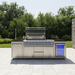 Gabinetes Modulares Rústicos para Parrillas Exteriores con Diseño Ornamental para Barbacoas Comunitarias - Product Image 1