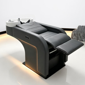 Fauteuil de lavage semi-inclinable électrique avec lit de lavage de cheveux et bassin en céramique pour salon de coiffure - Product Image 5