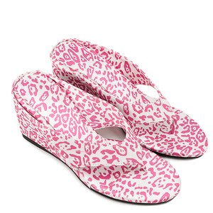 Sandales à talon compensé haut pour femme, grande taille 45, à entre-doigts, pour soirée, coupe large, imprimé léopard, style mules - Product Image 5