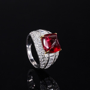 <span class=keywords><strong>Bague</strong></span> incrustée en argent S925 pour femme, nouvelle tendance, couleur zircon 5A, trésor émeraude, bleu - Product Image 3