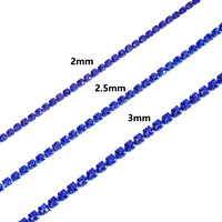 Chaîne de strass thermocollants 3MM en gros d'usine, garniture de strass en tube rond, fil de coton perlé pour embellissement de robes et de chaussures