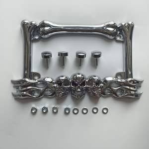 Cadre de plaque d'immatriculation de <span class=keywords><strong>moto</strong></span> avec motif de crâne - Plaque d'immatriculation fantaisie en plastique ABS pour Harley, Chopper et motos personnalisées - Product Image 6