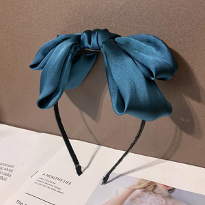 Serre-têtes coréens pour femmes, doux, double couche, en tissu de mode, avec nœud supérieur en satin de soie et grand nœud papillon - Product Image 4