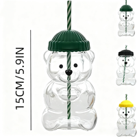 Gobelet en verre de 500 ml pour cadeau d'affaires, style tendance, prix abordable, gobelet en verre créatif en forme d'ours en peluche
