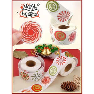 Etiquetas Adhesivas Navideñas <span class=keywords><strong>Kalolary</strong></span>, 16 Diseños, Etiquetas Redondas Adhesivas para Navidad, Sellos Decorativos Coloridos para Sobres Navideños - Product Image 6
