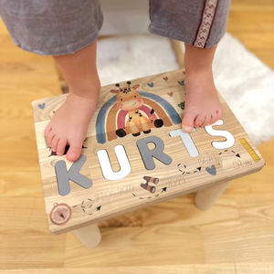 Tabouret Nom Puzzle Montessori Jouets 1er Anniversaire Cadeau Cadeaux Personnalisés Jouets Escabeau Enfants Meubles Cadeaux Toddler Chair - Product Image 2