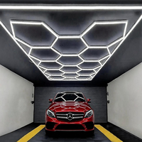 Éclairage d'atelier de détail automobile portable personnalisé, bleu, rouge, blanc froid, 110-240V, LED hexagonale, plafonnier de garage