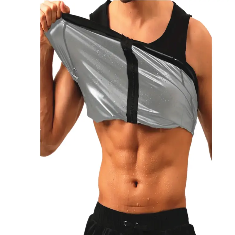 Sauna Suit For Men's Waist Trainer Vest With Zipper Slim Polymer Waist Trainer Sweat Sauna Vest
